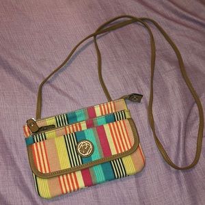 Multicolor stripe crossbody purse